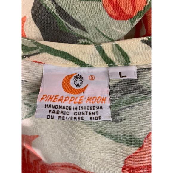 Large Pineapple Moon Tropical Print Slip Dress Rayon - Picture 7 of 8